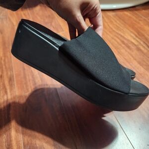 Y2k Bebe 90s Black Slinky Platform Stretch Sandals